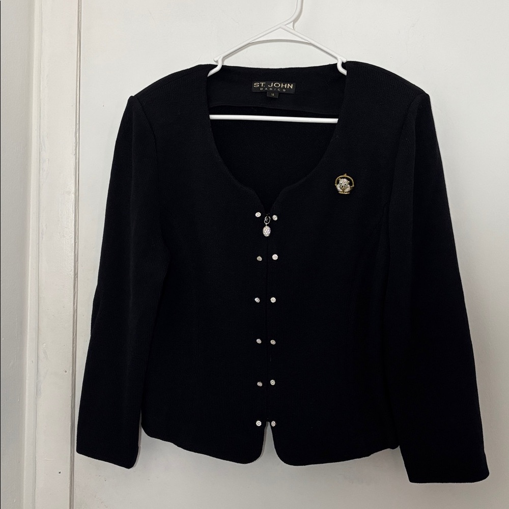 St. John Navy Cardigan with Pearl Details OPEN TO OFFERS